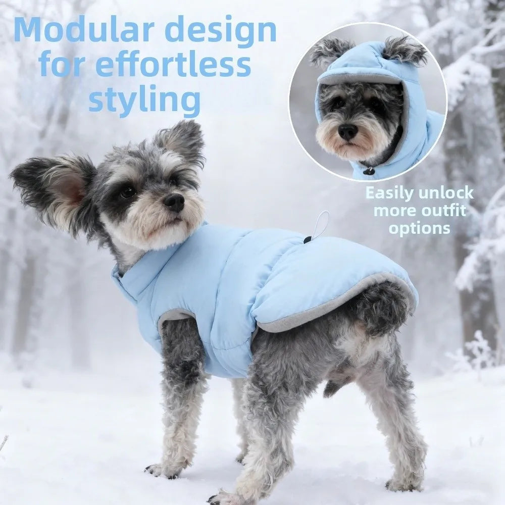 Fashion Warm Dog Down Jacket Thickened Comfortable Winter Cotton Coat Cold Protection Adjustable Dog Hood Coat Small Medium Dogs Vue