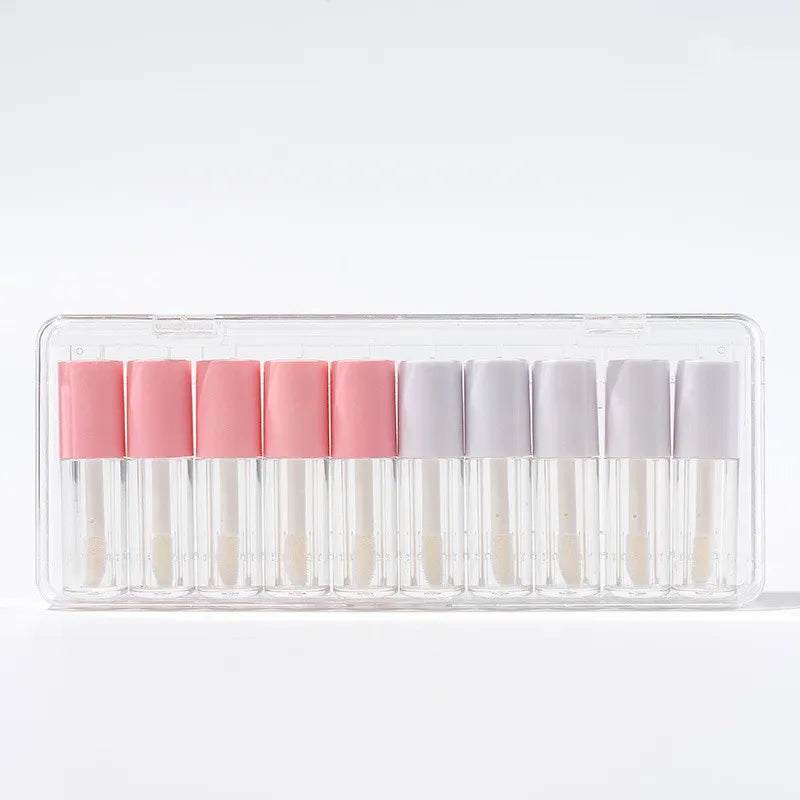 1.2ML Empty Lip Gloss Tube Set Private Label Plastic Refillable Bottles Liquid Lipstick Container lipgloss Sample Mini Tubes Vue pink white 5 sets