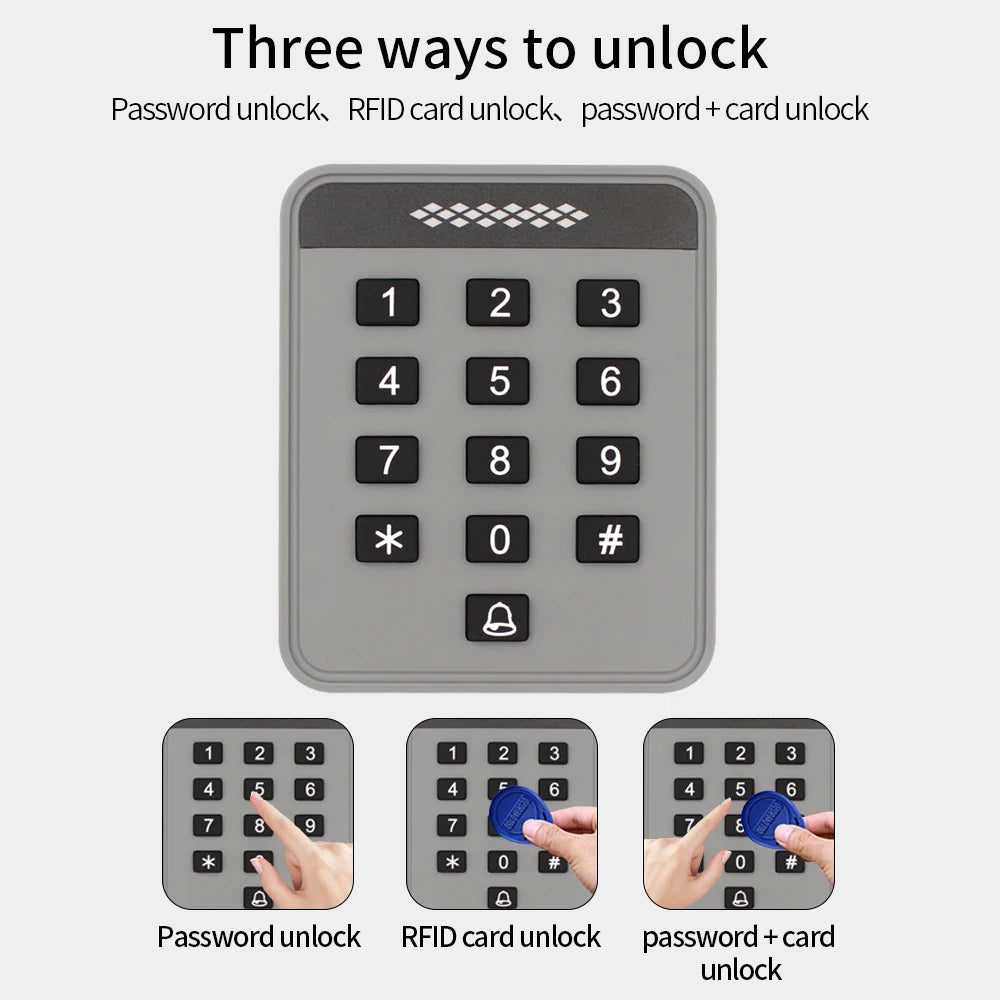 Standalone RFID Access Control Keypad: 1000 User Capacity, Waterproof Design, Keyboard Password, 125KHz/13.56MHz Card Reader Vue