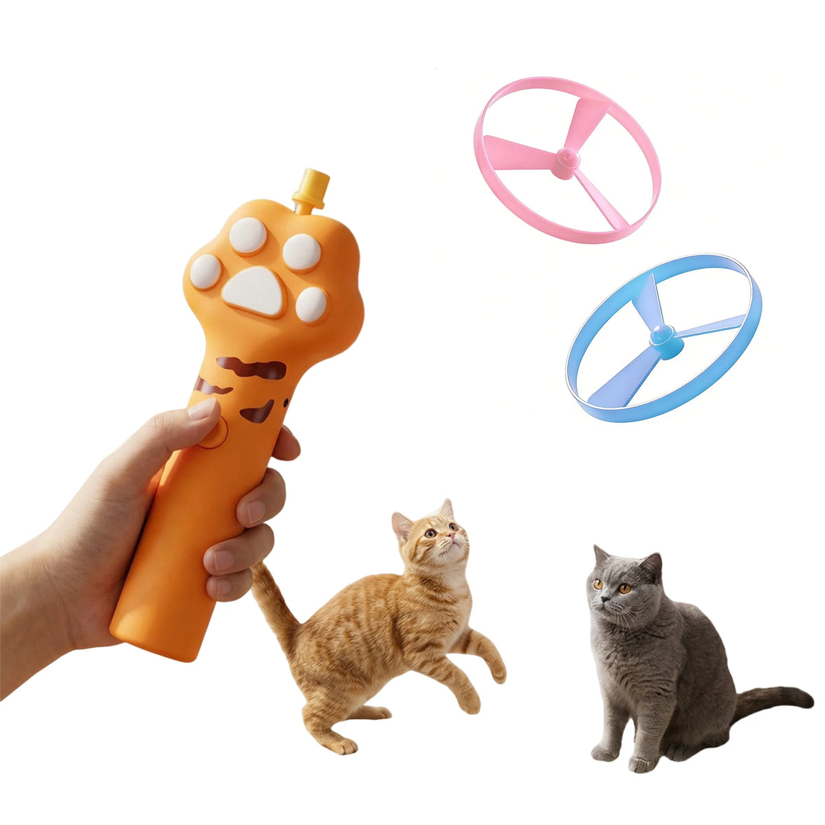 Electric Flying Disc Cat Toy | 6 Spinners, Rechargeable Electric Cat Toy Vue
