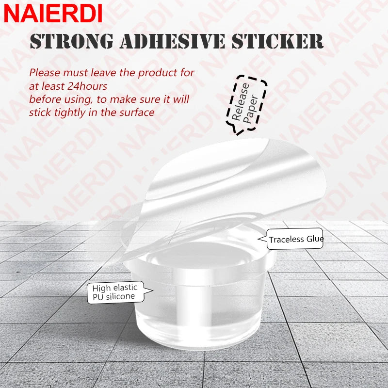 NAIERDI Wall Protector Silicone Door Stopper Self-Adhesive Nail-Free Door Stops Anti-Collision Door Holder Hardware Vue
