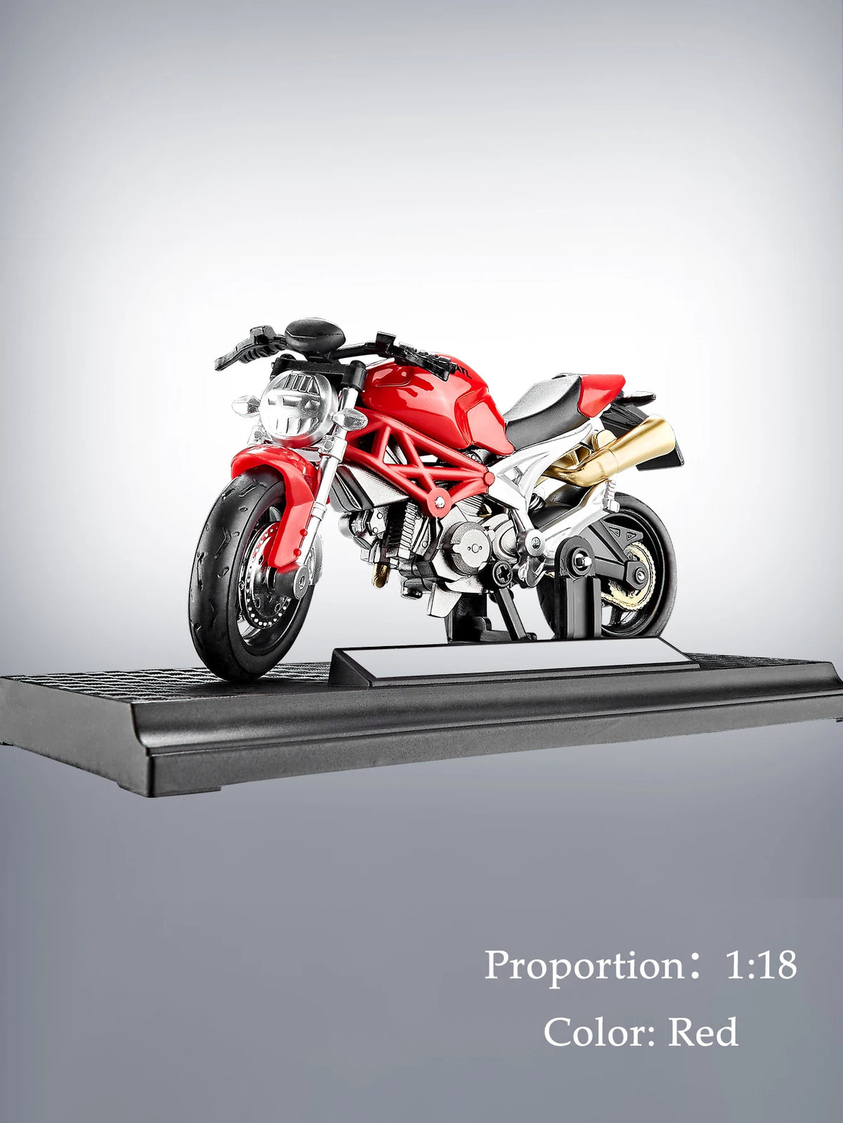 Motorcycle DieCast Model 1:18 Toy Car, Collectible Model With Ornament Base Rotating Rubber Tires Kids Gifts Vue YLE-02