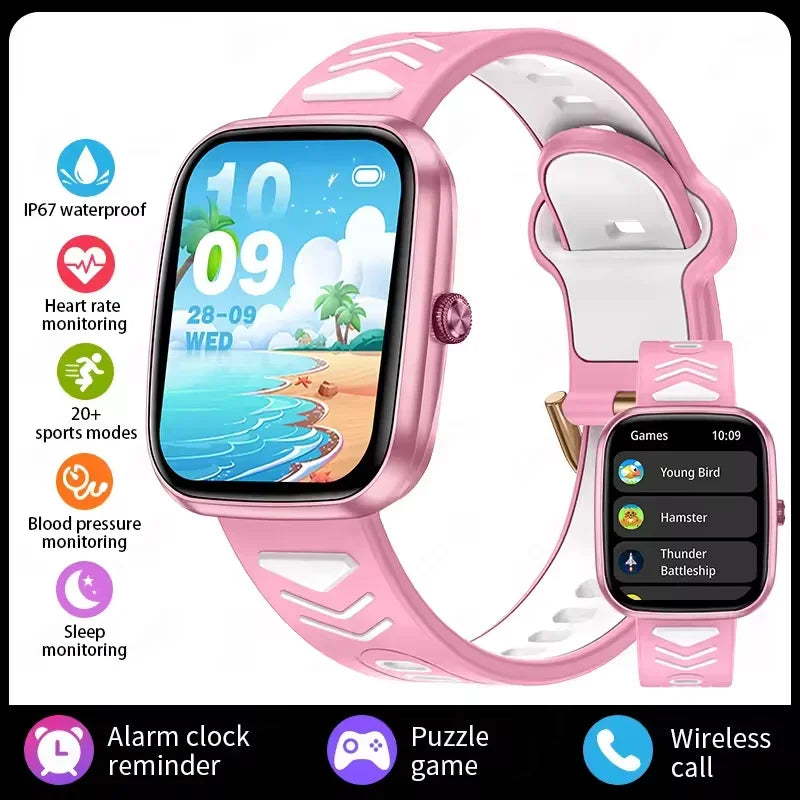 Children Boys Girls Present Smart Watch Ftiness Tracker Bluetooth Call Smart Watch Men Women Kids Watch Pedometer Waterproof Vue pink