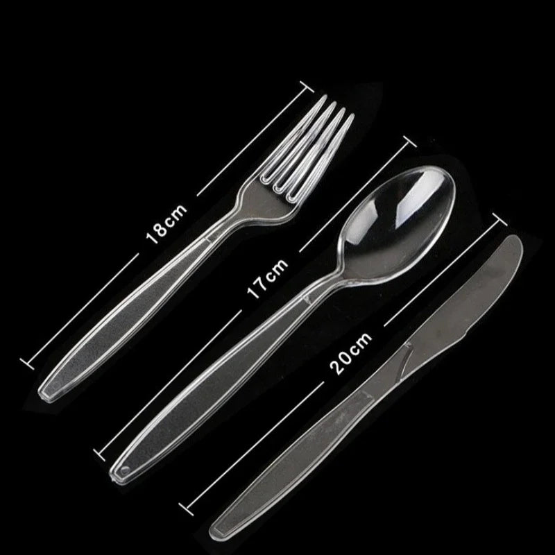 1-100Set Disposable Clear Plastic Forks Disposable Cutlery Perfect for Home School Parties Restaurants or Everyday Use Vue