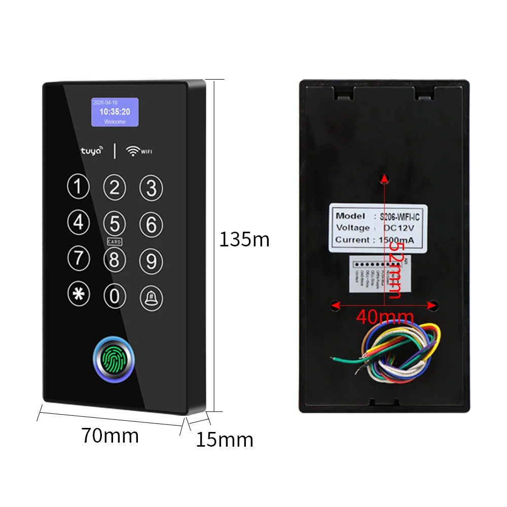 NFC IP67 Waterproof Outdoor WIFI Smart 4 in 1 Access Control With Fingerprint&Password&IC Card Support Tuya App Remote Unlock Wo Vue
