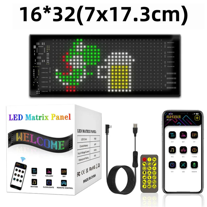 Dynamic Devil Eyes Light for Cars Truck Windshield Programmable LED Display Flexible Soft Screen Bluetooth APP Remote Control Vue 16x32 Pixels