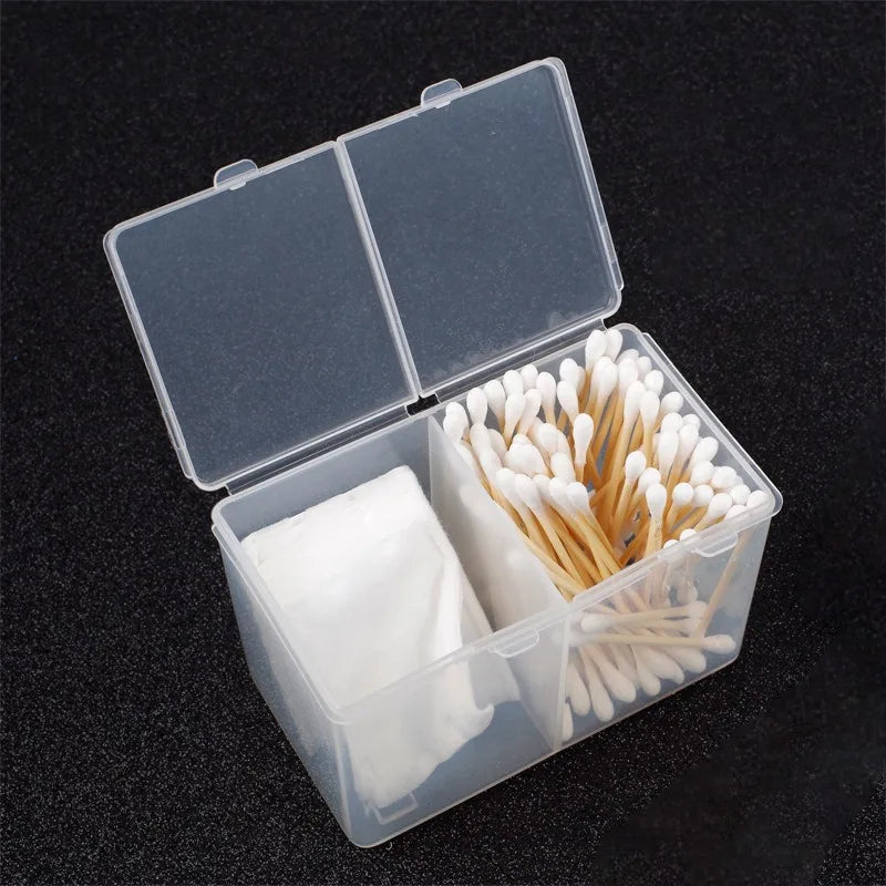 1pc Nail Storage Box Double Grille Dust Proof Belt Cover Cotton Sheet Napkin Storage Box Nail Accessories Finishing Vue