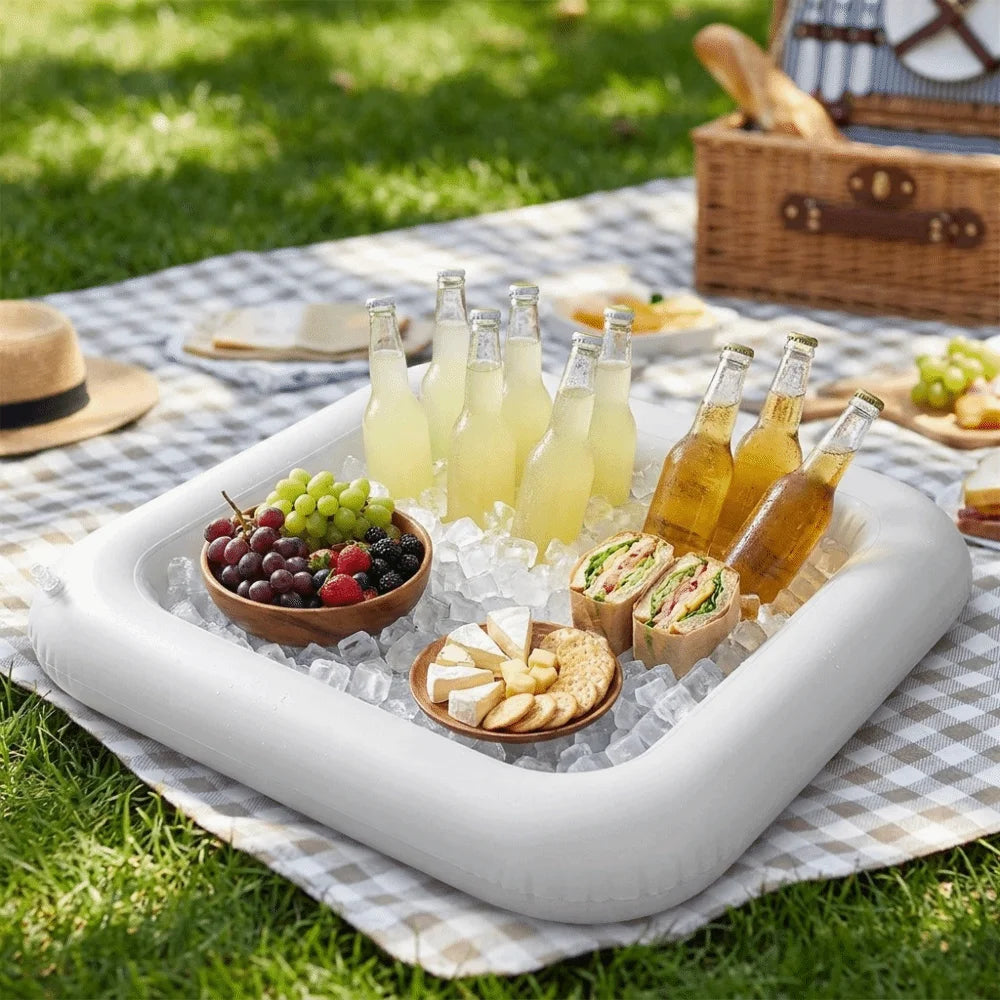Funny PVC Inflatable Serving Bar Multi-functional Lightweight Pool Float Tray Portable Drink Tray Salad Tray Party Supplies Vue
