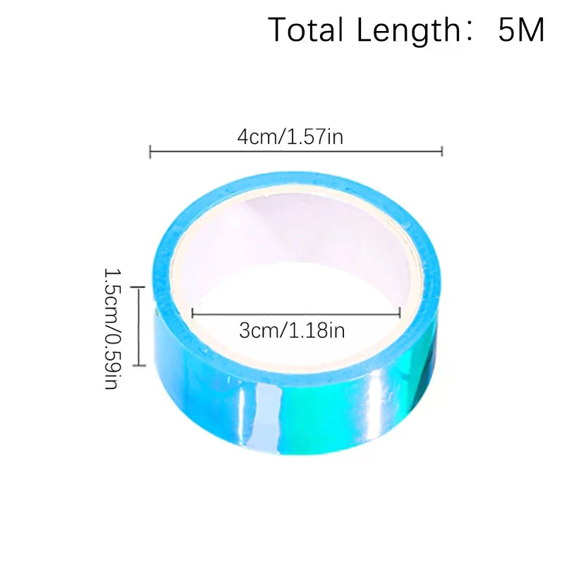500cm Holographic RG Prismatic Glitter Tape Hoops Stick Rhythmic Gymnastics Ring Decoration Fitness Equipment DIY Scrapbooking Vue
