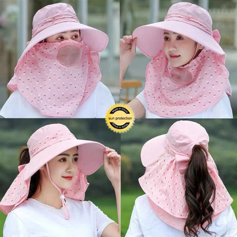 Sun Hat Female Summer Hat Cover Face Breathable Sun Hat All-match Summer Hat with Big Rim Anti-ultraviolet Cycling Sunhat Vue