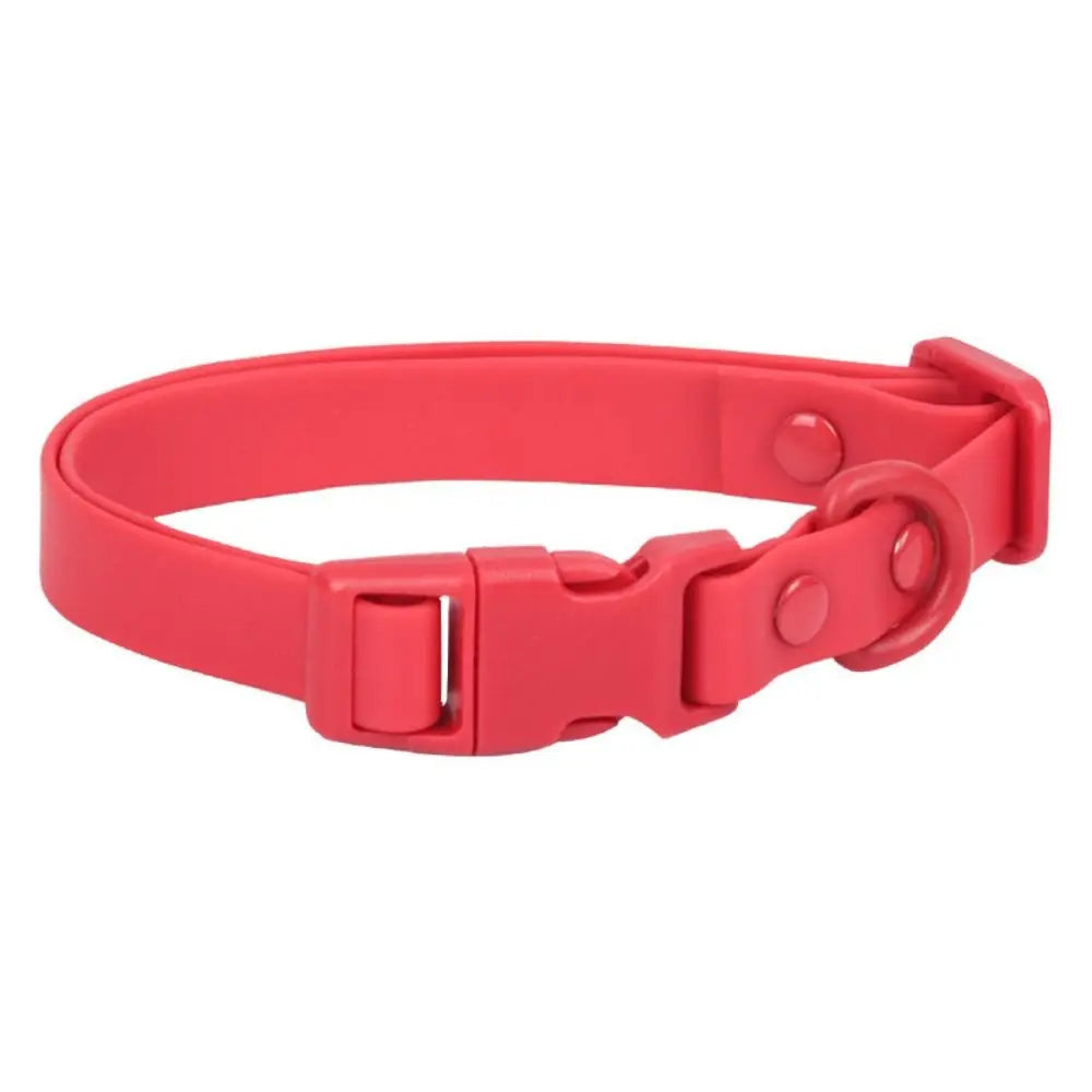Elastic Webbing Pet Collar Adjustable Pet Identification Waterproof Dog Collar Rustproof Washable Safety Buckle Chain Outdoor Vue Red S