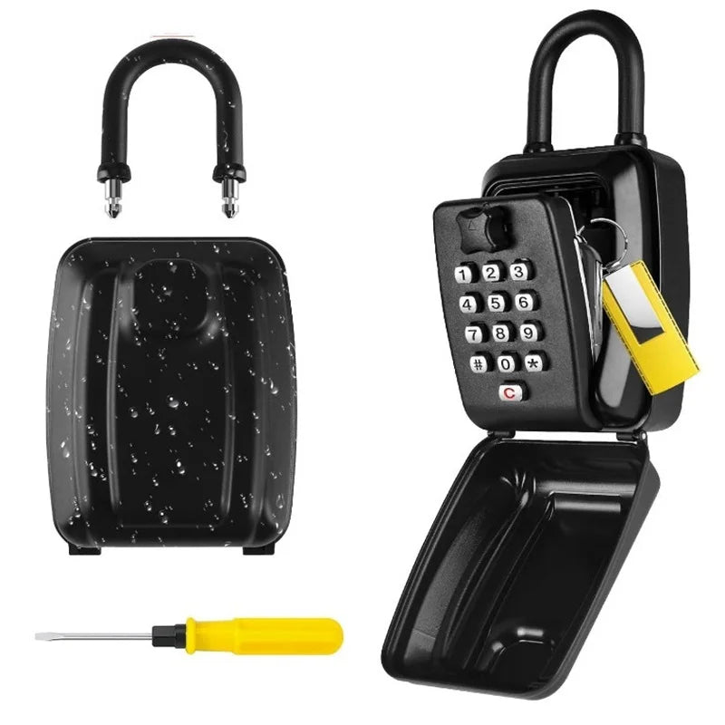 High-quality Black/Grey Hook Key Safe Box Waterproof Anti-theft Metal Shell With 12 Digits Code Key Storage Home Garage Office Vue