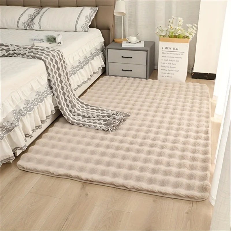 Bubble Fleece Plush Rug Thick Washable Anti Dirty Simple Fluffy Area Carpet for Living Room Bedroom Bedside Home Decor Vue 60x120cm A6