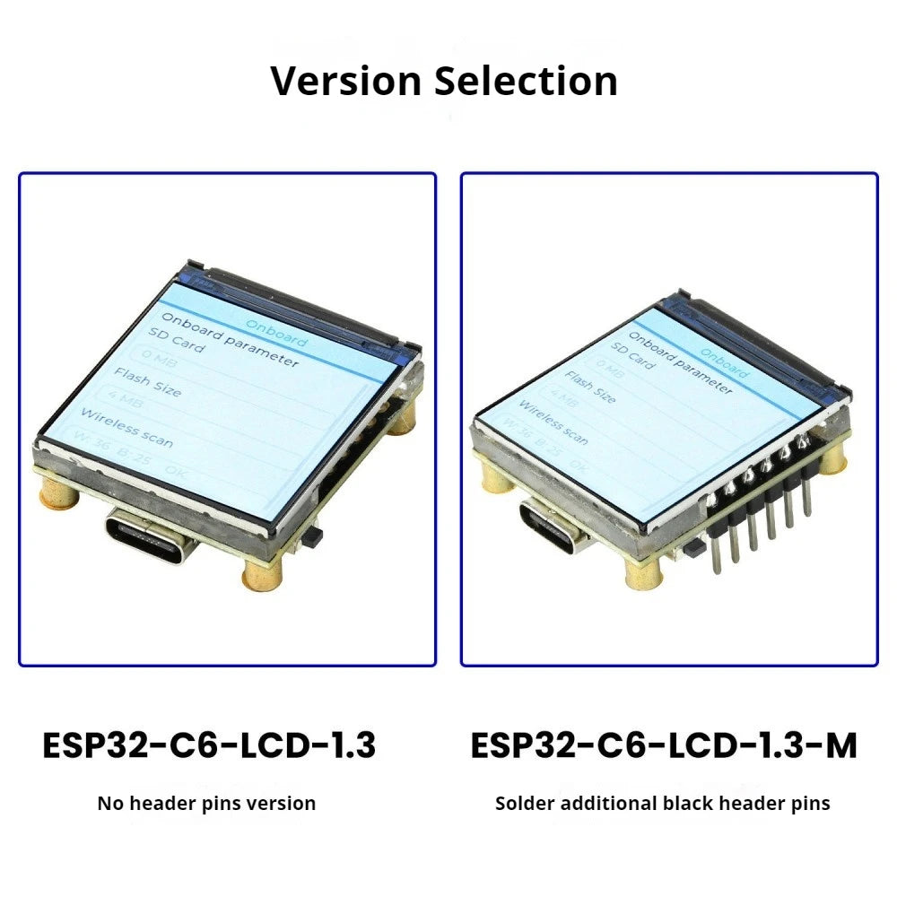 ESP32-C6 Development Board 1.3" 240x240 IPS LCD ST7789 WIFI6 BLE5 RISC-V 32-bit Single Core QMI8658 6-Axis IMU Type-C Smart Home Vue