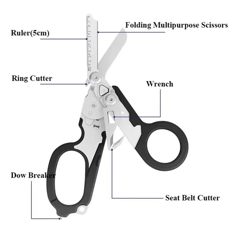 First Aid Medical Scissors Outdoor Tactical Scissors Multifunctional Tactical Pliers Folding Scissors Outdoor Survival Tools Vue