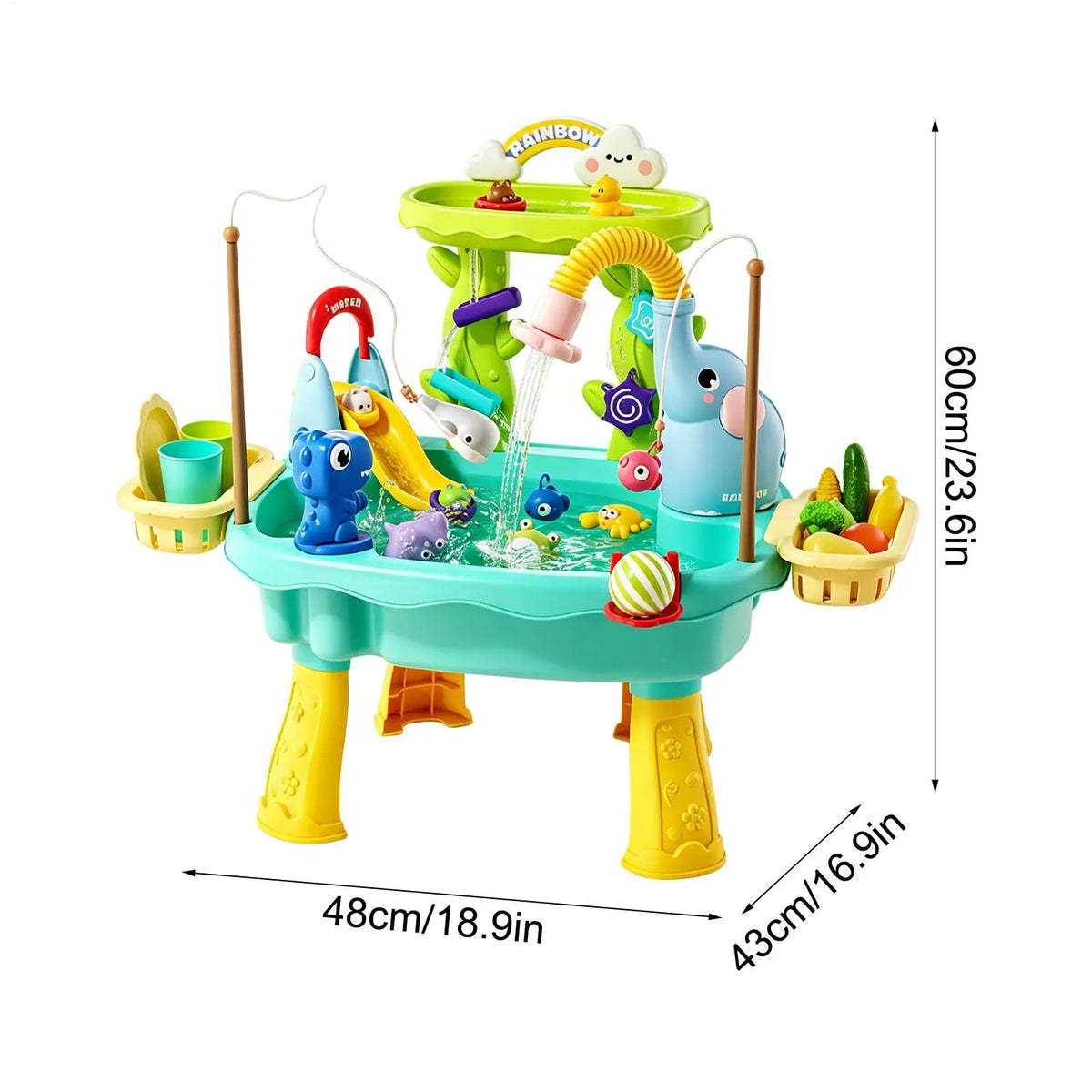 Elephant Water Table for Kids, Sensory Sink Toy with Pump, Outdoor Summer Activity Play Table for Backyard Beach Daycare Camping Vue