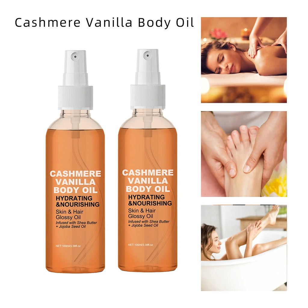 Cashmere Vanilla Body Massage Oil Hydrating Nourishing Skin And Hair Glossy Oil Infused With Shea Butter And Jojoba Seed Oil Vue