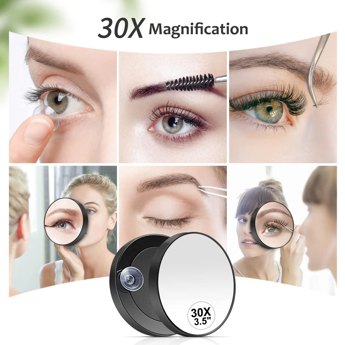 30x Magnification Mirror With Suction Cup Blackhead Magnifying Compact Remove Acne Pores Tool Bathroom Makeup Mirror Vue