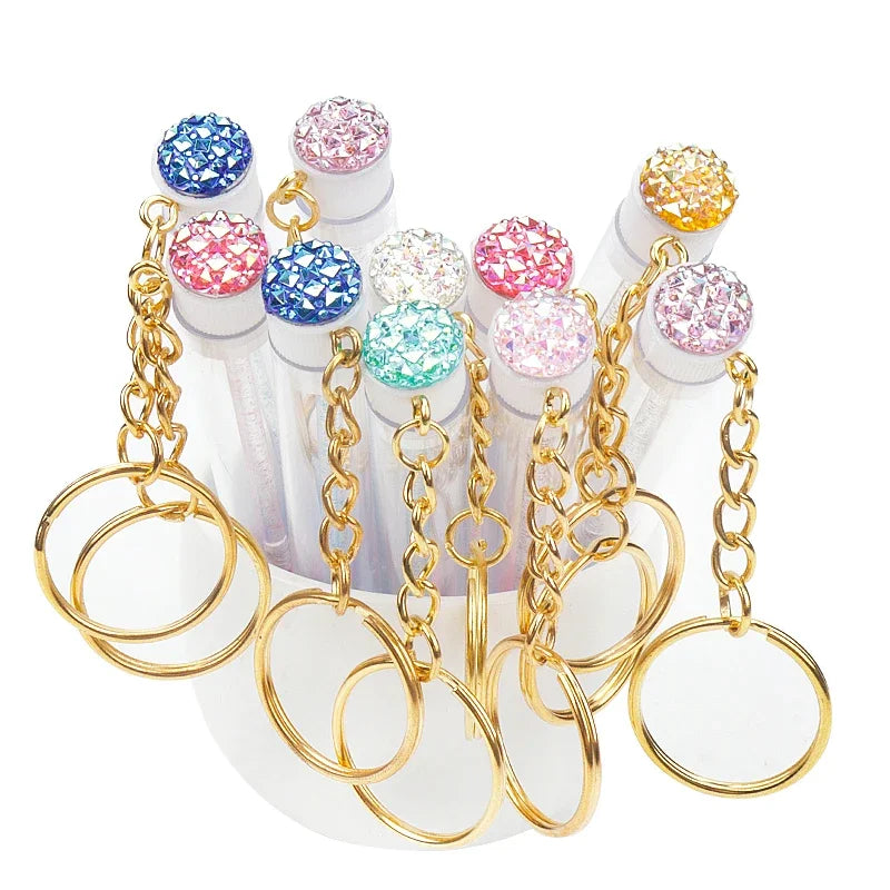 10 Pcs Eyelash Brush With Women Lash Extension Micro Comb Container Makeup Gold Keychain Glitter Wand For MascaraTools Tube Vue
