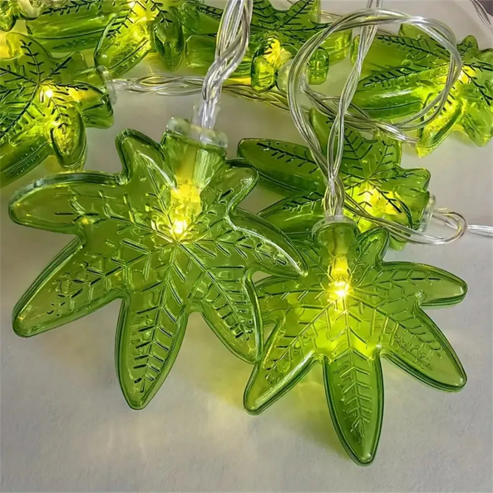 1PC 10/20 LED Green Leaf Fairy Lights, Battery-Powered, Used for Christmas, Hanukkah, Thanksgiving, New Year, Harvest Decoration Vue
