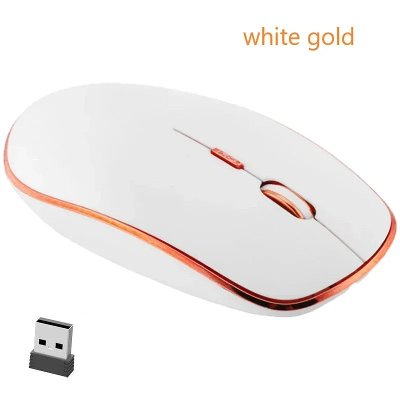 Silent Wireless Computer Mouse 2.4G with 1800DPI Adjustable Optical Click for PC Laptops Nano Receiver Included Vue white gold
