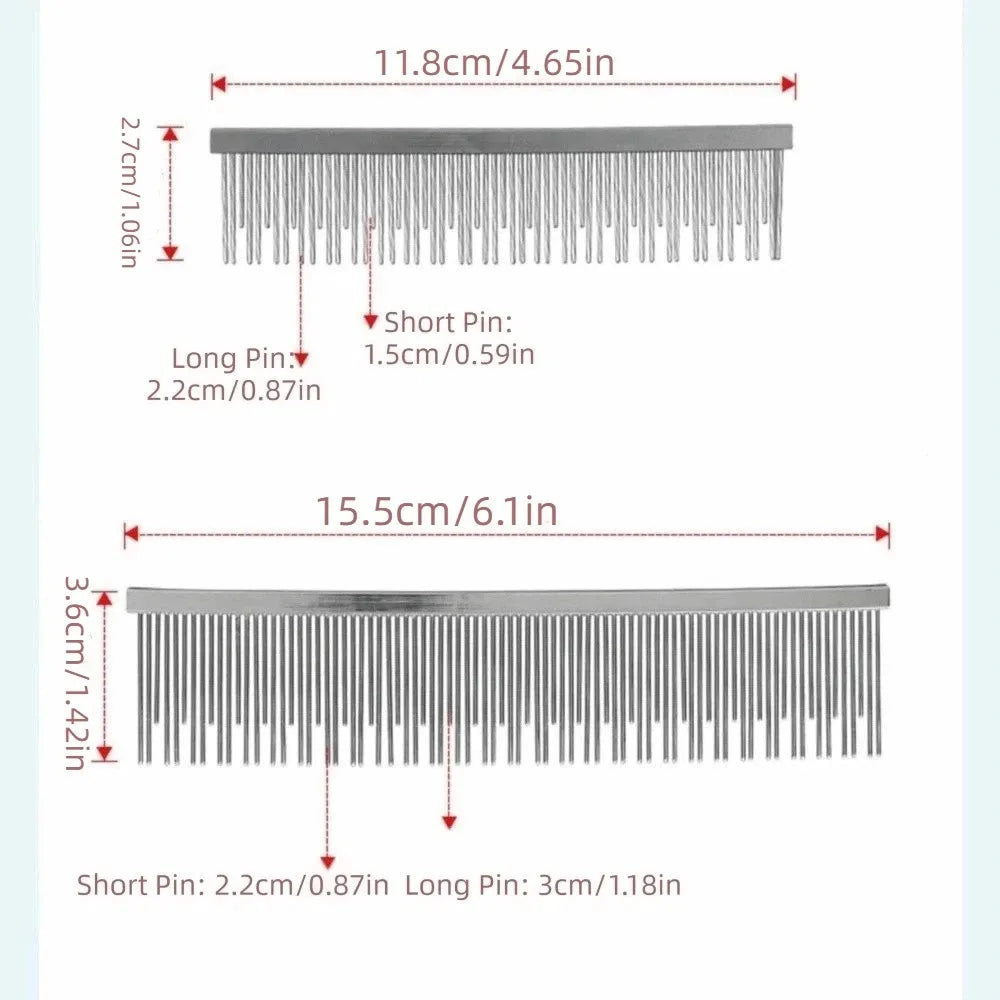 Double Toothed Pet Grooming Comb Short and Long Needles High Low Teeth Detangling Grooming Tool Reusable Anti-Static Vue