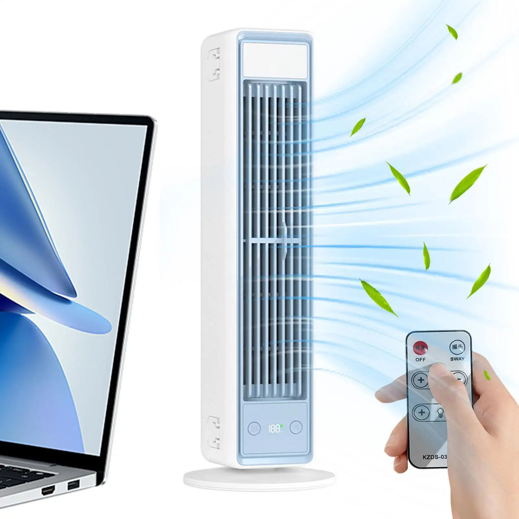 12x35.4cm High Velocity Tower Fan with LED Display, 3-Speed Oscillating Floor Standing Fan with Remote, Home Quiet Cooling Fan Vue