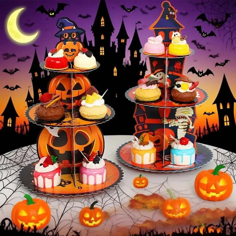 1–10PCS Halloween Cake Tray Paper Pastry Stand for Party Table Decoration Ghost Festival and Christmas Dessert Holder Vue