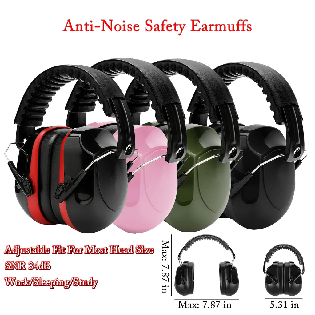 New Anti-Noise Adjustable Head Earmuffs SNR-34dB Ear Protector Ear Muff For Work Study Shooting Woodwork Hearing Protection Vue