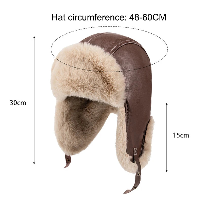 Winter Warm Ear Protector Head Cap For Men Women Outdoor Thick Windproof Warm Cycling Cap Retro Pilot Locomotive Warm Cap Vue