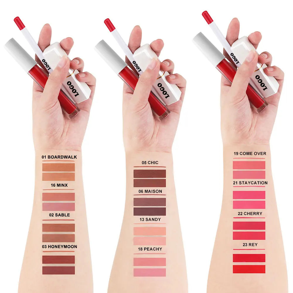 3pcs Lipgloss Lipstick Lip Liner Set Custom Logo Makeup Nude Velvet Waterproof Lip Gloss Tint Glaze Long Lasting Cosmetics Kit Vue