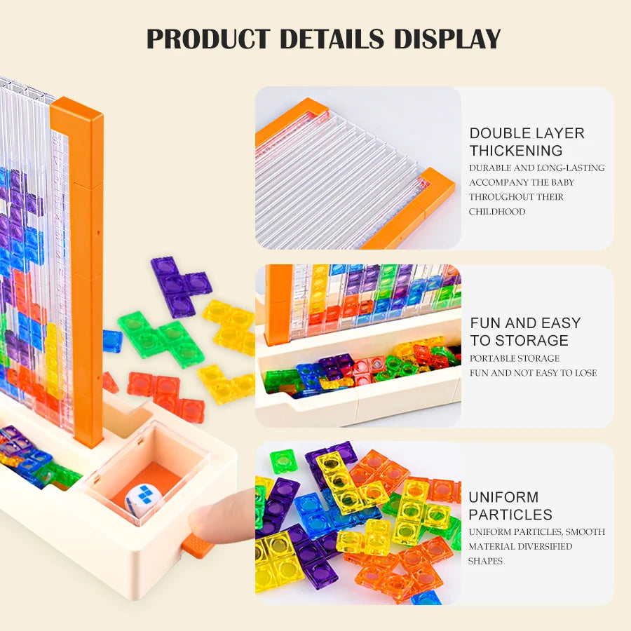 3D Blocks Puzzle Toys, DIY Intelligent Colorful Plastic Blocks Game Transparent Brain Teaser Toy for 8+ Boys and Girls Vue