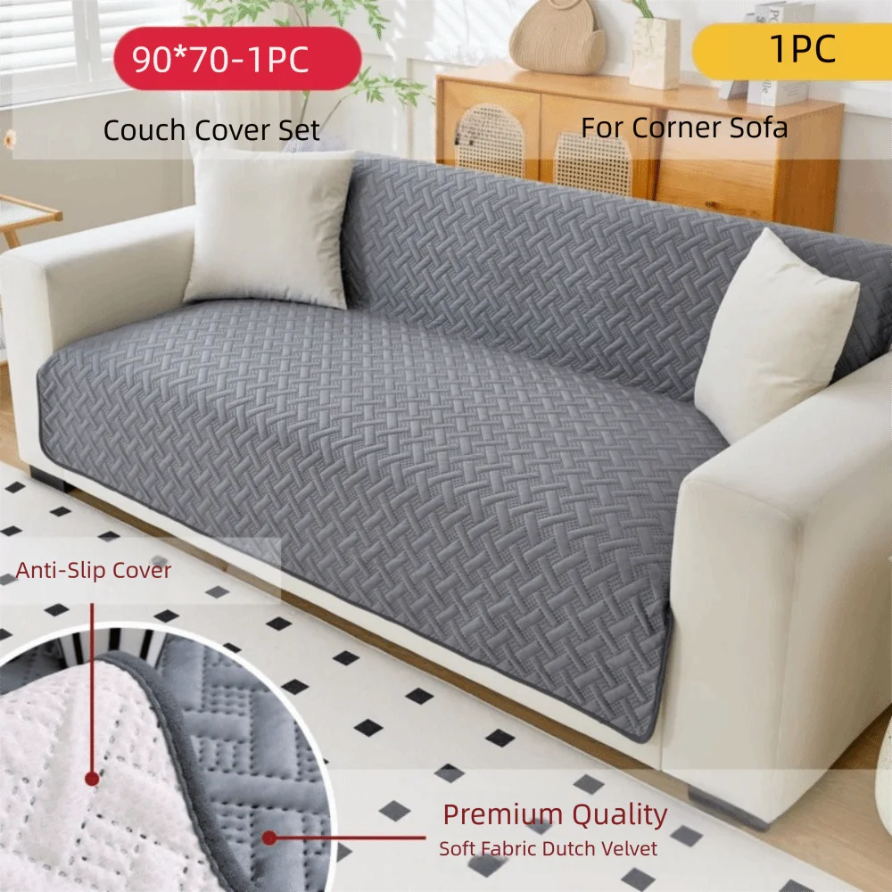 Non-slip Design Dutch Velvet Sofa Cover Striped Pattern Anti Slip Full Cover Sofa Cover Dirt Resistant Stretch Fabric Vue