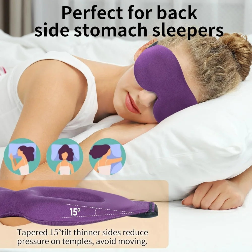 Adjustable Strap 3D Contoured Eye Mask Zero Pressure Light Block Breathable Anti Fatigue Eyepatch Portable for Sleep Travel Rest Vue