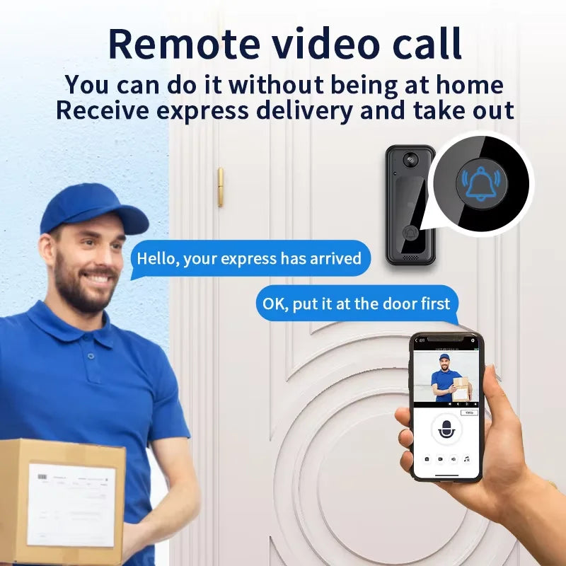 Wireless Camera Doorbell Two-Way Audio Smart Video Doorbell Security Doorbell Cloud Storage Battery Powered Home Security Camera Vue