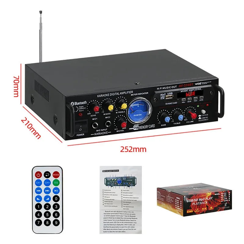 12V 220V HiFi Digital Bluetooth Amplify Channel Surround Sound Amplifiers Home Plug and Play Car Onboard Professional Amplifier Vue