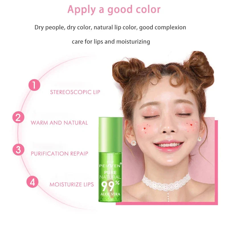 Natural Aloe Lipstick Lip Tint Long Lasting Waterproof Moisturizing Nourish Color Lip Gloss Changeable Color Lips Tick Lip Balm Vue