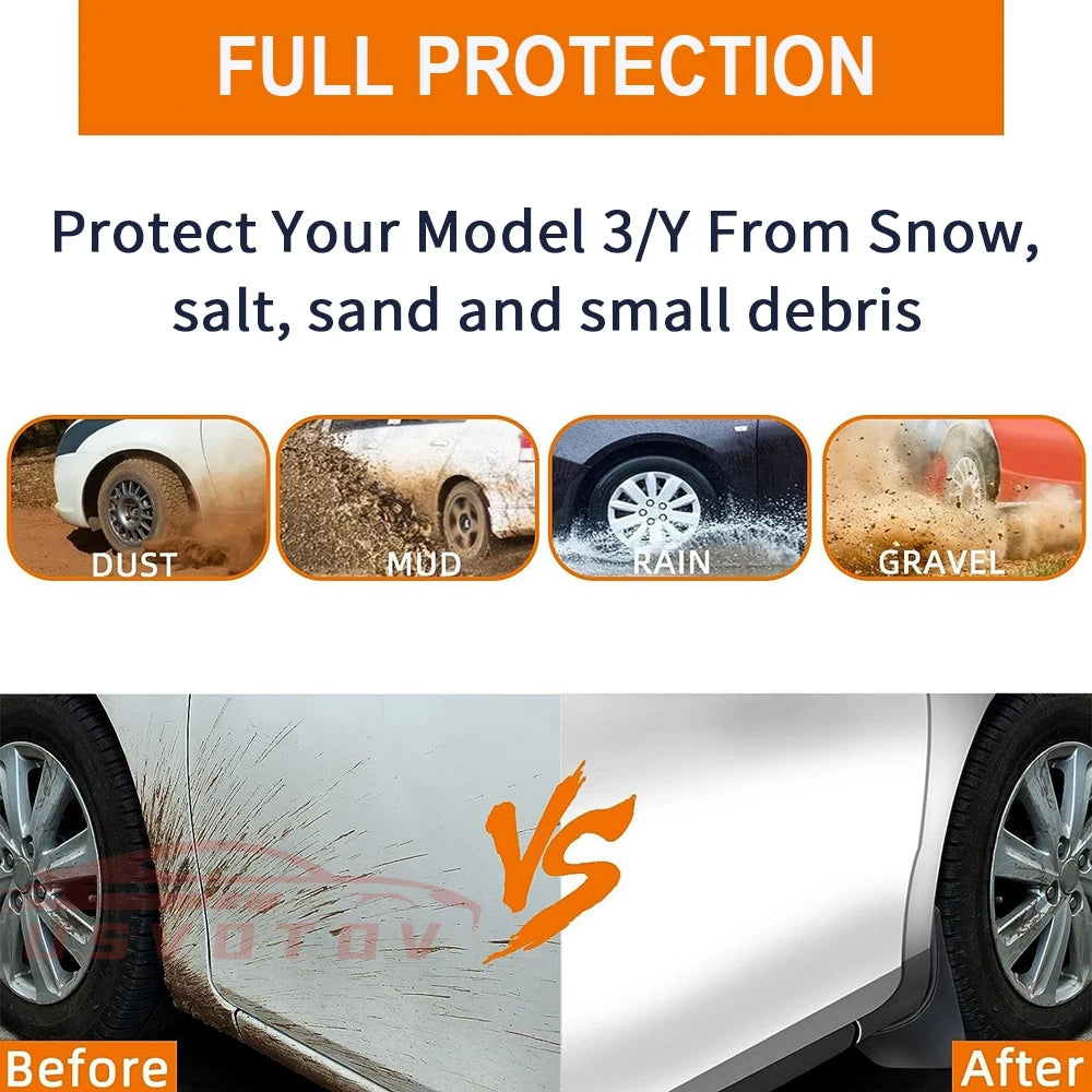 Protect Paint Mud Flaps for 2025 2026 Tesla Model 3 YL Y Juniper Accessories Mud Flaps Tire Splash Guard All Weather Car Mudflap Vue