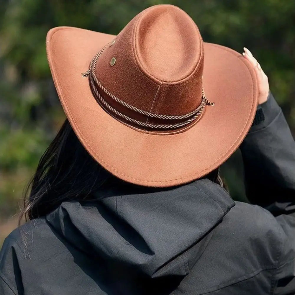 Fashion Western Cowboy Hat Ethnic Large Brim Felt Fedora Hats