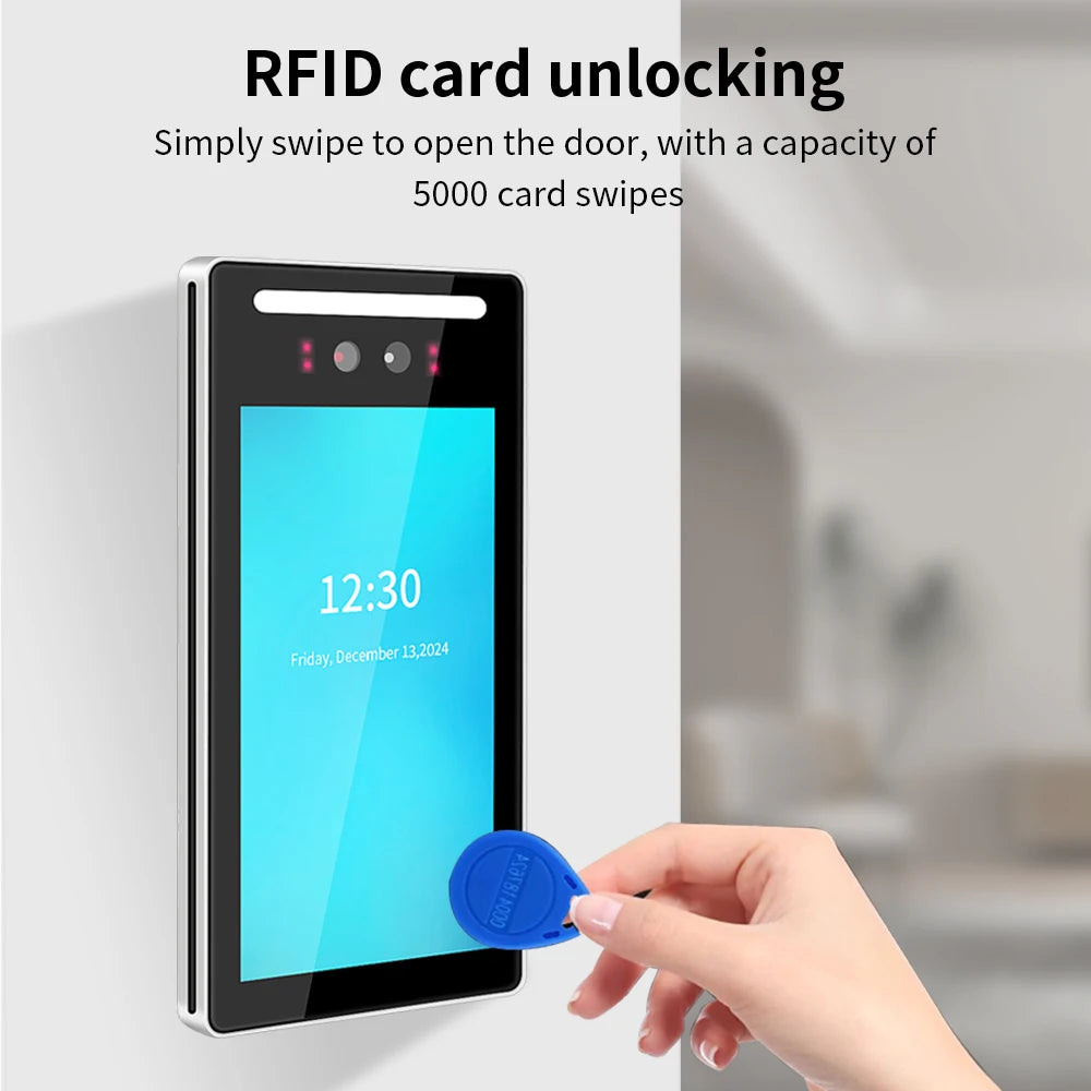 Support Tuya APP 7In Free Cloud API Touch Lcd 2MP Camera Biometric Face Recognition Wifi Password Access Control Time Attendance Vue