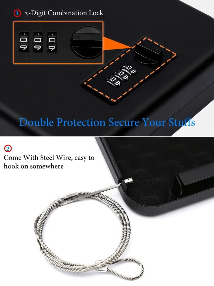 New Portable Security Box Pistol Safes Cash Jewelry Money Safe Box With Combination Lock Password For Home Car Office Safe Vue