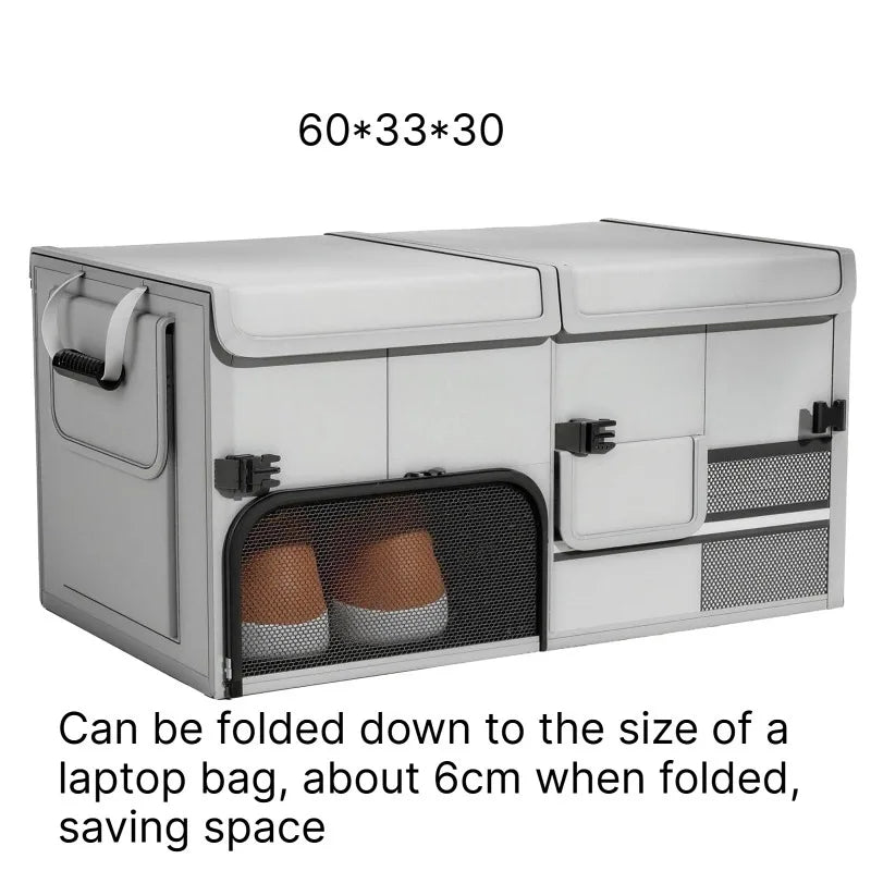 Car Trunk Storage Box Multifunctional Vehicle Storage Box Pressure-Resistant Car Organizer Foldable Car Storage Box Waterproof Vue