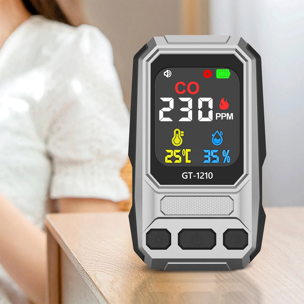 ALLOET CO Detector with Alarm, Temperature & Humidity LCD CO Gas Detector Vue