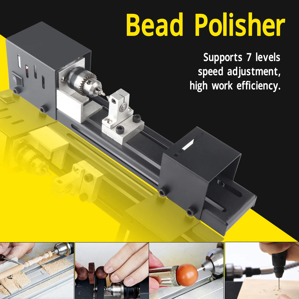 Bead Polisher Machine Bead Polisher Mini Lathe Accessory Beads Polishing Machine for DIY Woodworking Vue