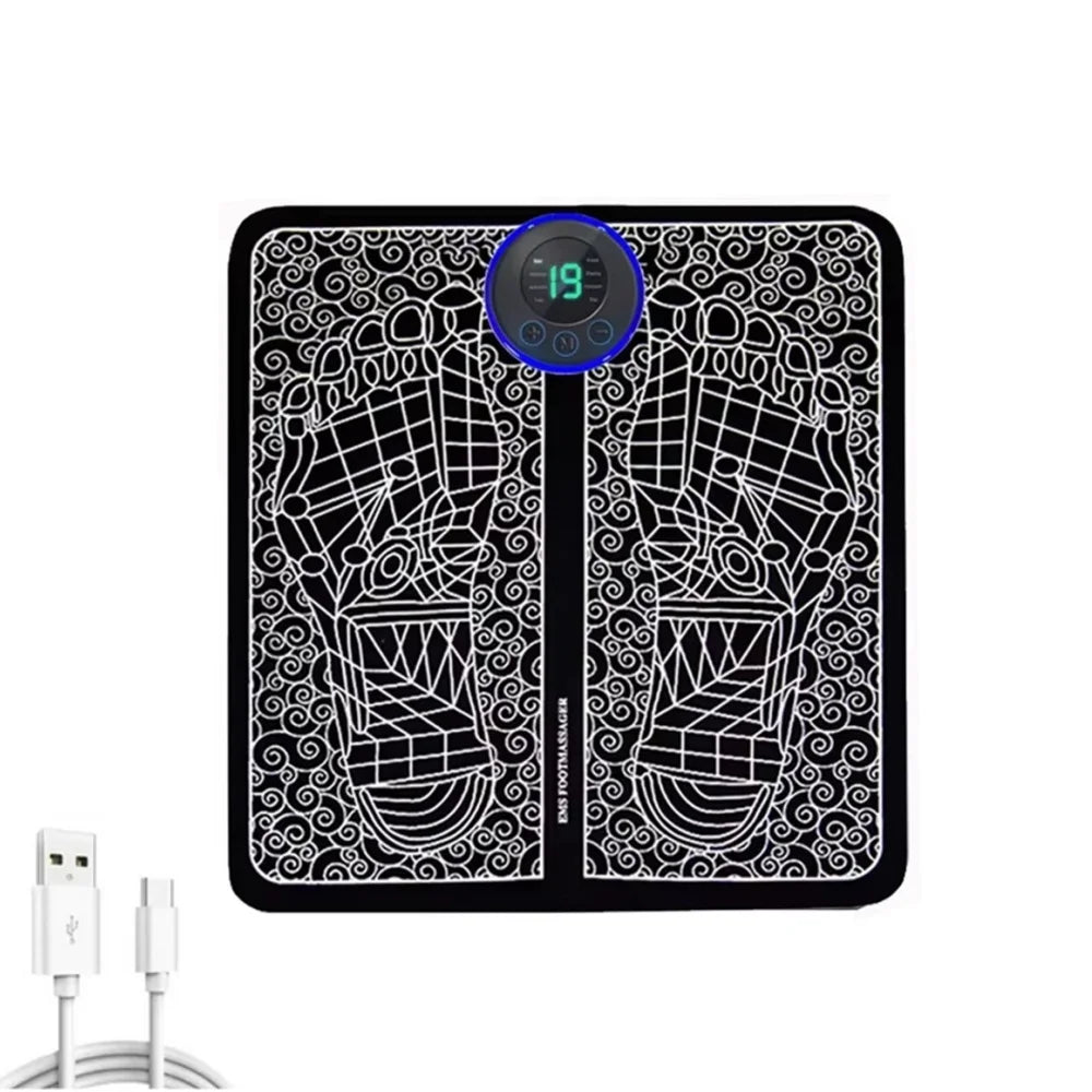 Rechargeable EMS Foot Massager Pad Remote Control Portable Muscle Stimulator Mat Foot Pain Relief Relax Tool Home Sports Fitness Vue No remote control USB Type-C