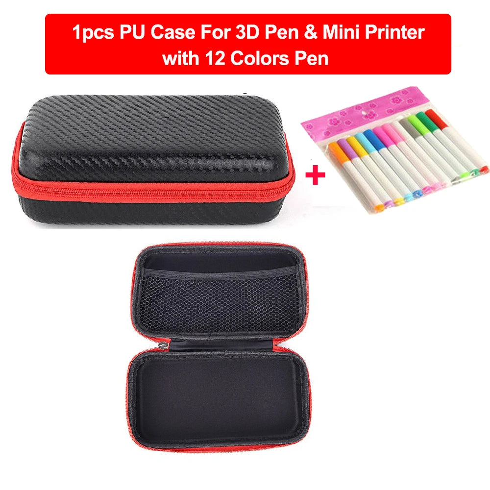 Portable Special Storage Bag For 3D Printing Pen Mini Printer Storage Bag Case Travel Case for Thermal Printer 3D Pen Accessory Vue case with 12 pens