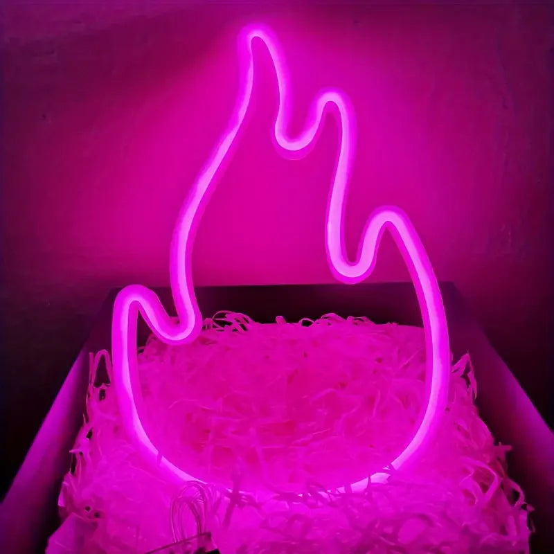 2025 Flame Neon Sign Lights USB/Battery Powered LED Bar Light for Bedroom Room Decoration Gift Night Light Party Holiday N16 Vue