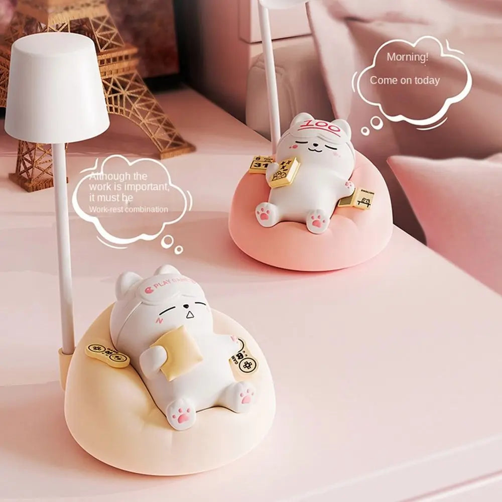 USB Charging Sleeping Cat Night Light Desktop Eye Protection Bedside Table Lamp Dimming Soft Light Sleeping Atmosphere Light Vue