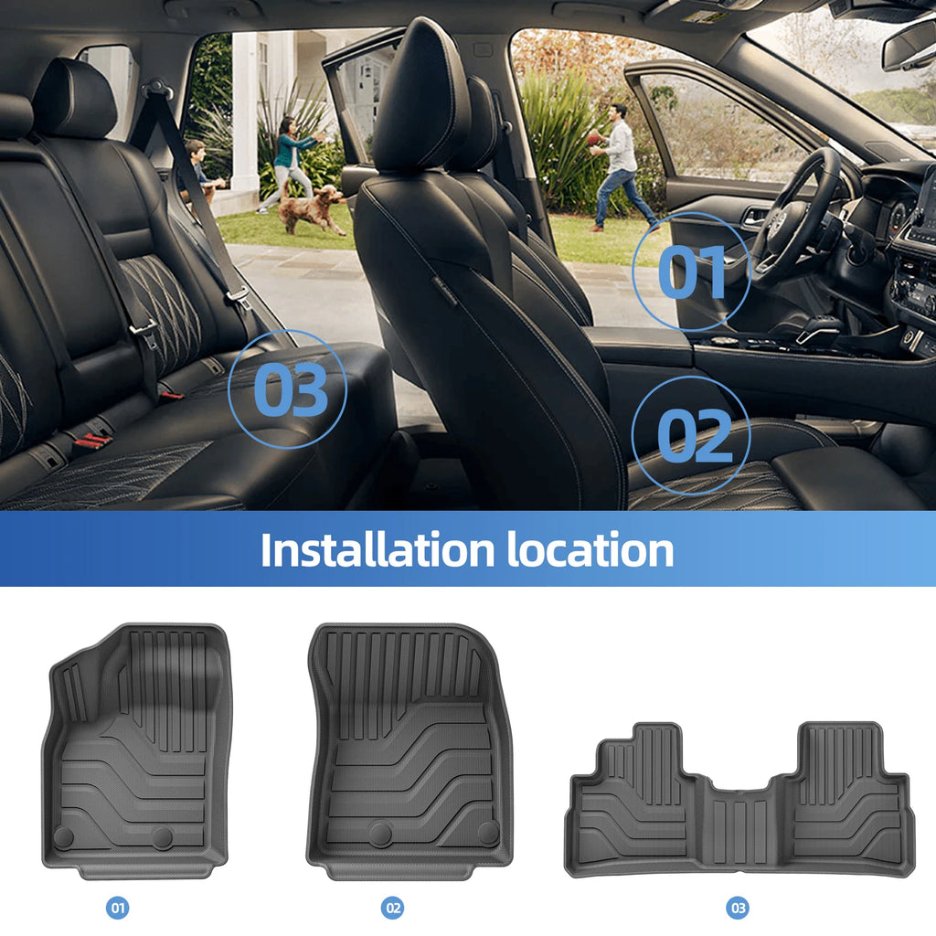 for Nissan Rogue AWD 2021-2025 TPE 3D Car Floor Mats Trunk Pad Accessories Black (Not for Select&Sport Models) Vue