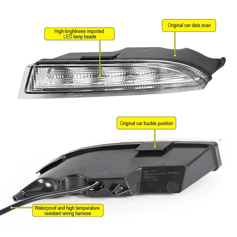 2pcs Car LED Daytime Running Light Fog Lamp Turn Signal Lights for VW Volkswagen Scirocco R Line 2010-2014 Vue